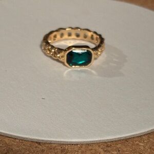 Fashion Jewelry Gold Ring with Teal Gem